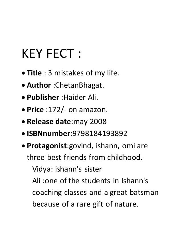 Book Three Mistakes Of My Life